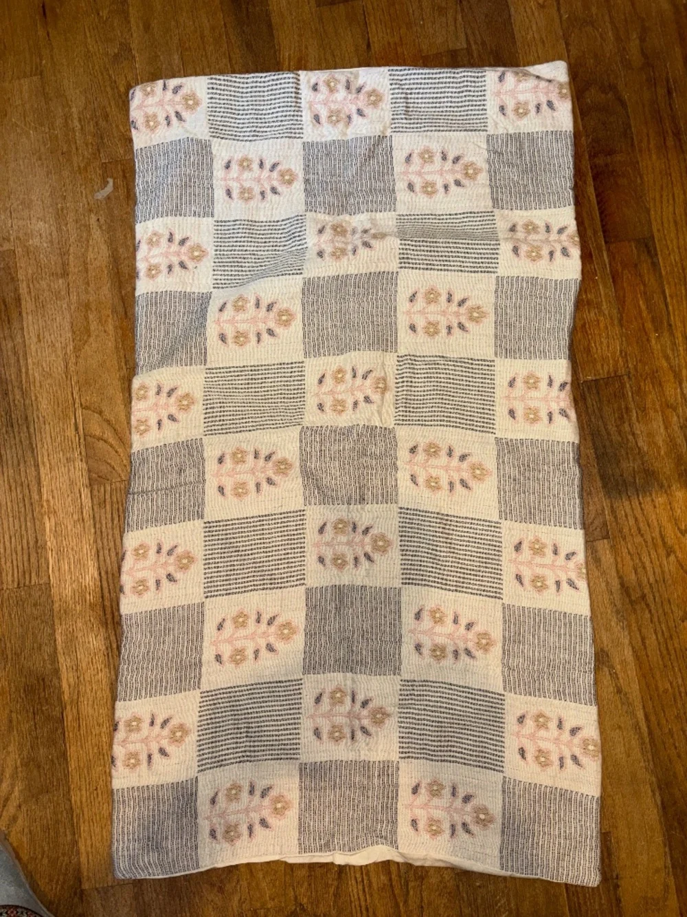 Anthropologie Floral Check Woven Cotton King Sham Set